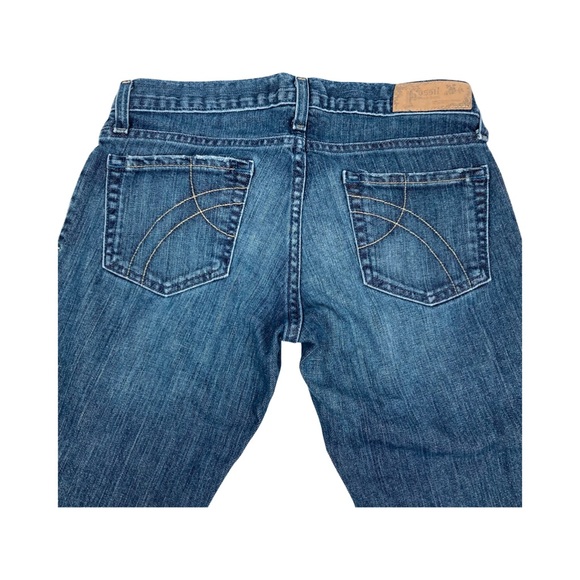 Fossil Brand Jeans Swift Boot Cut Size 2R Blue Medium Wash Distressed Bottom Hem - Picture 5 of 12